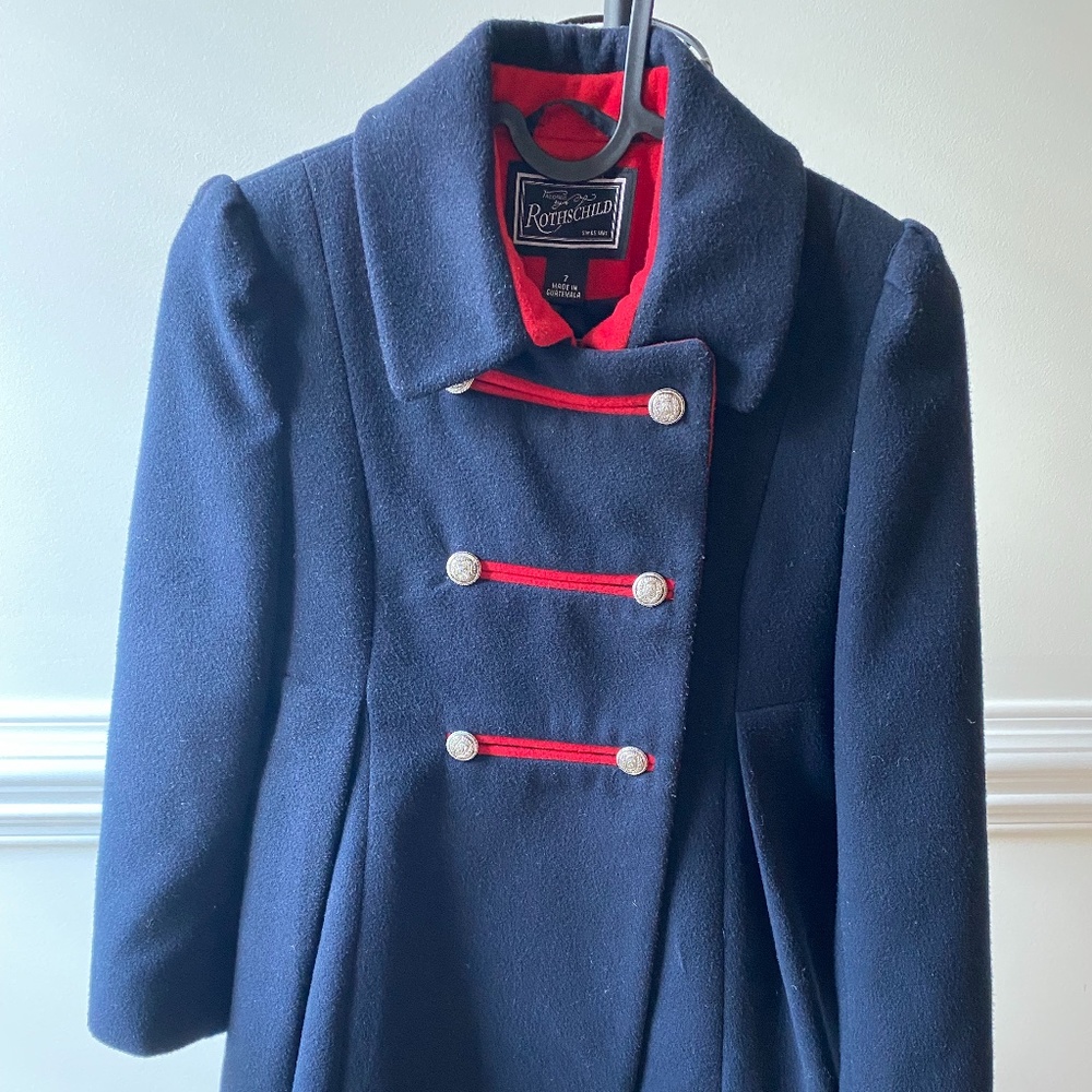 STUNNING Navy and red Girls Coat